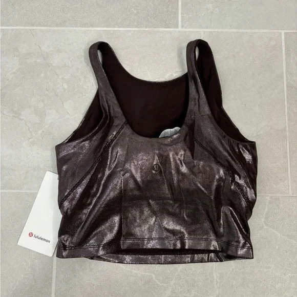 Lululemon Align High Neck Tank Crop Nulu  in Radiant Foil French Press Size 6 - Picture 4 of 11
